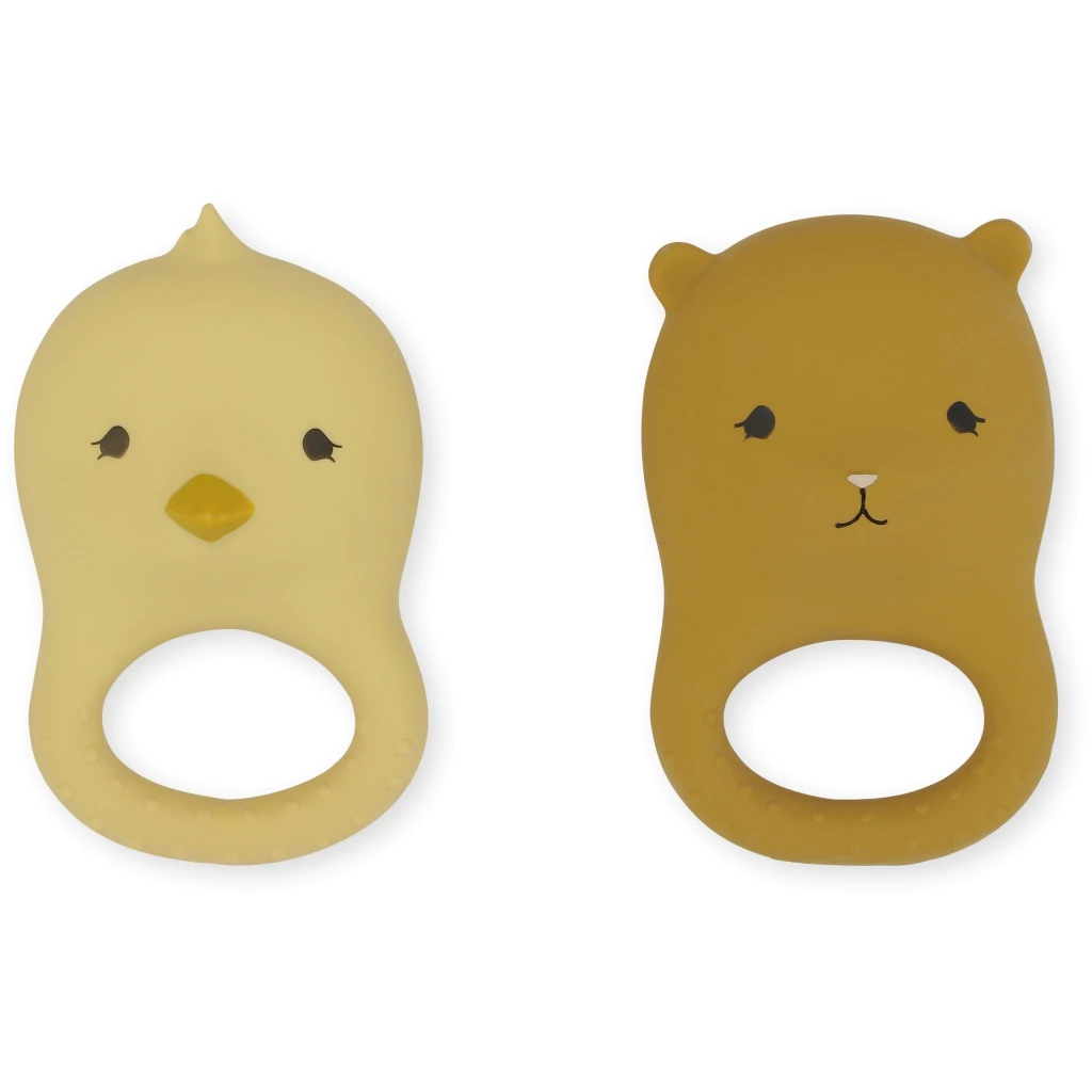 Konges Sløjd Teethers 2 pk (Chicken/Bear)