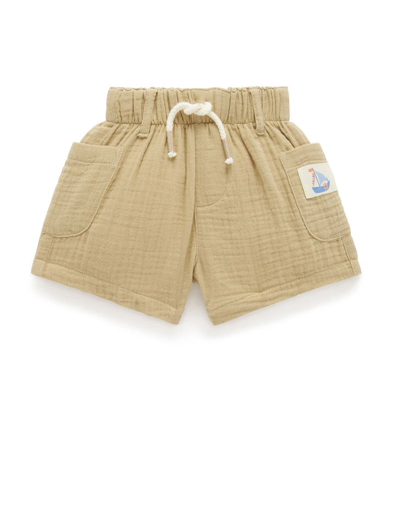 Crinkle Cotton Shorts - Driftwood