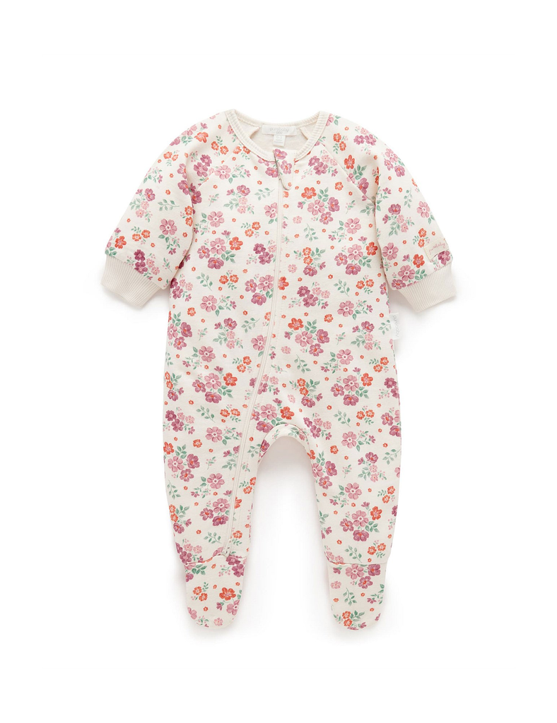 Fleecy Zip Growsuit - Marshmallow Floral