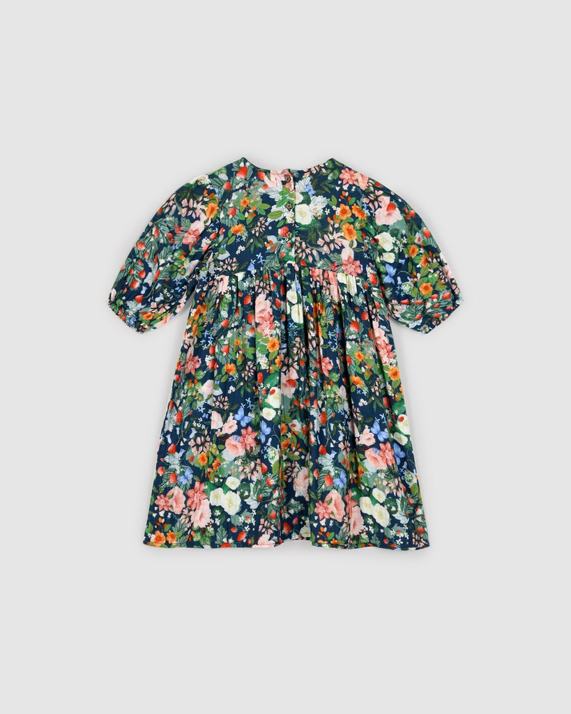 Lilly Smock Dress - Strawberry Navy