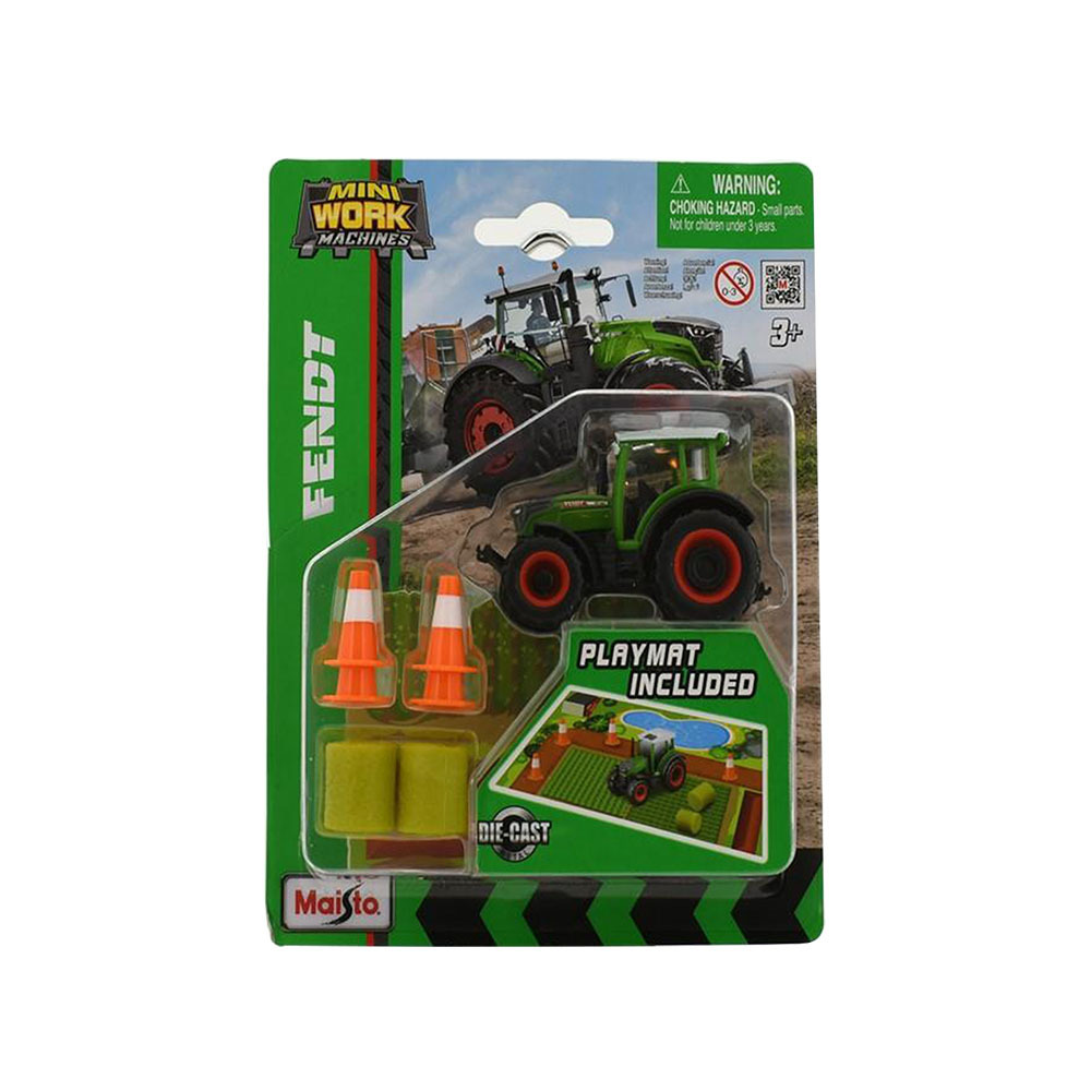 Mini Work Machines 3" Farm Tractor Play Set with Playmat