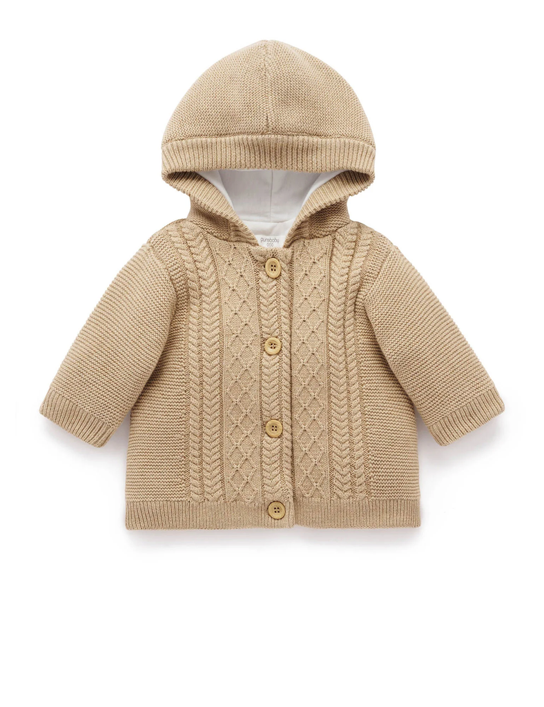 Knitted Padded Cable Jacket - Mushroom Melange