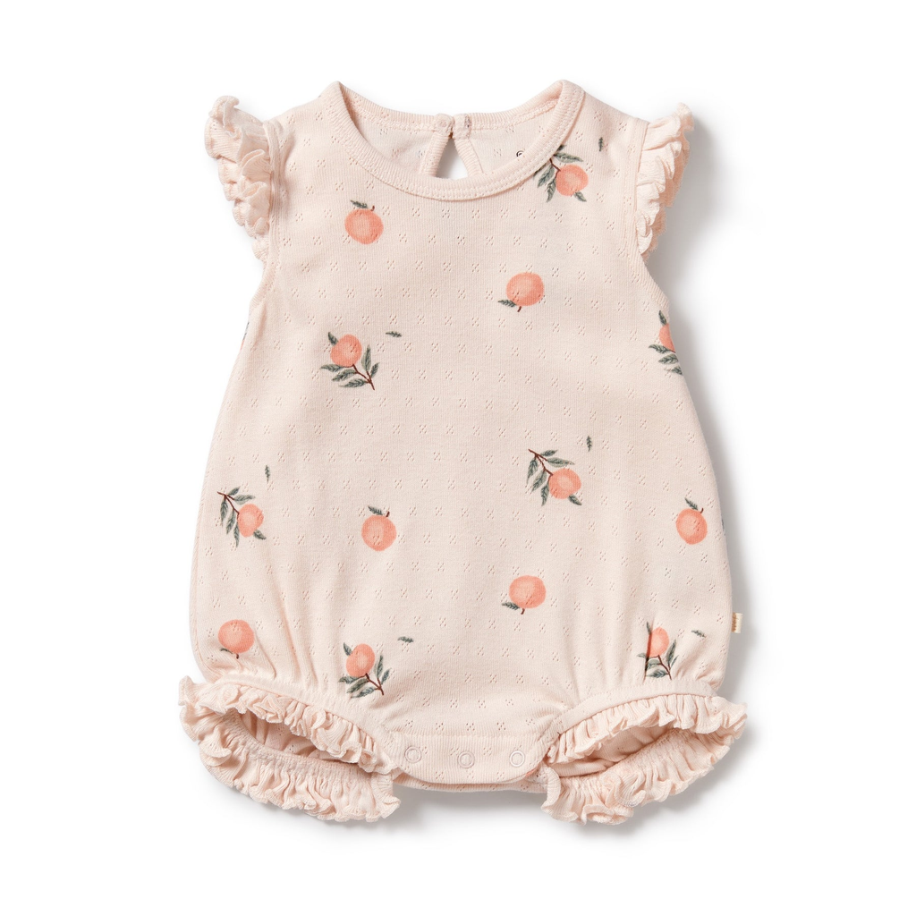 Peach Organic Ruffle bodysuit & Headband set