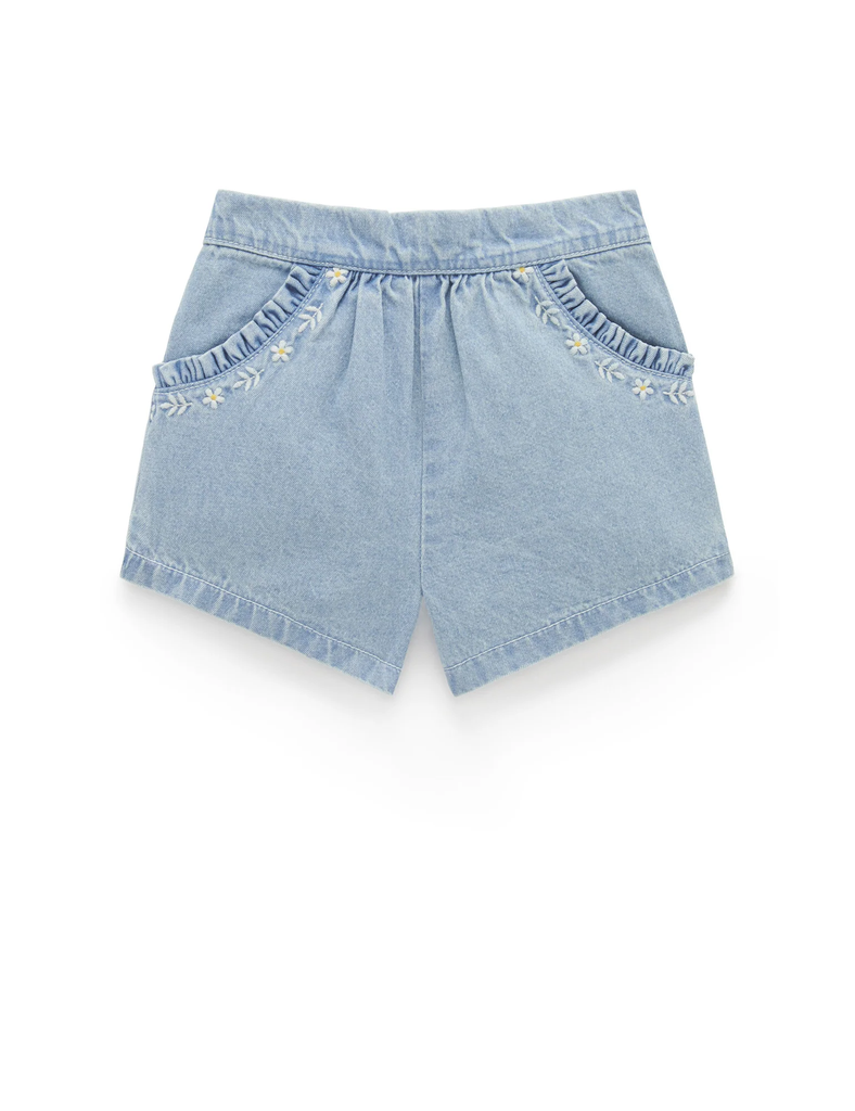 Ruffle Tee Cloud Sprig Broderie + Ruffle shorts - faded denim set