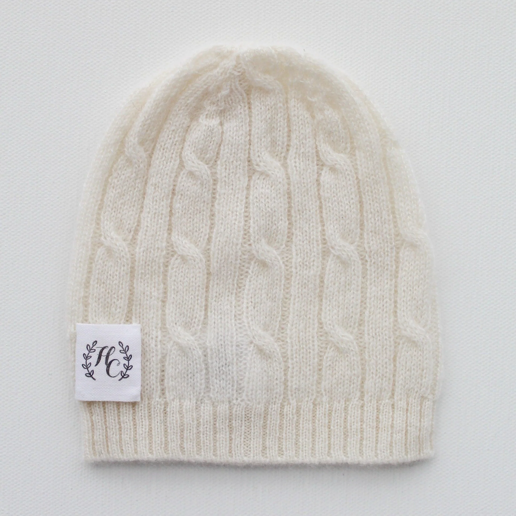 Cashmere Baby Beanie - Snow (gift bag and wrap included)