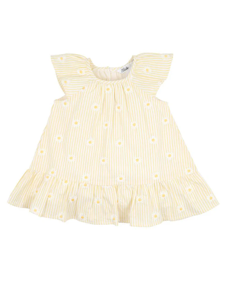 Tillie Stripe Embroidered Daisy Dress