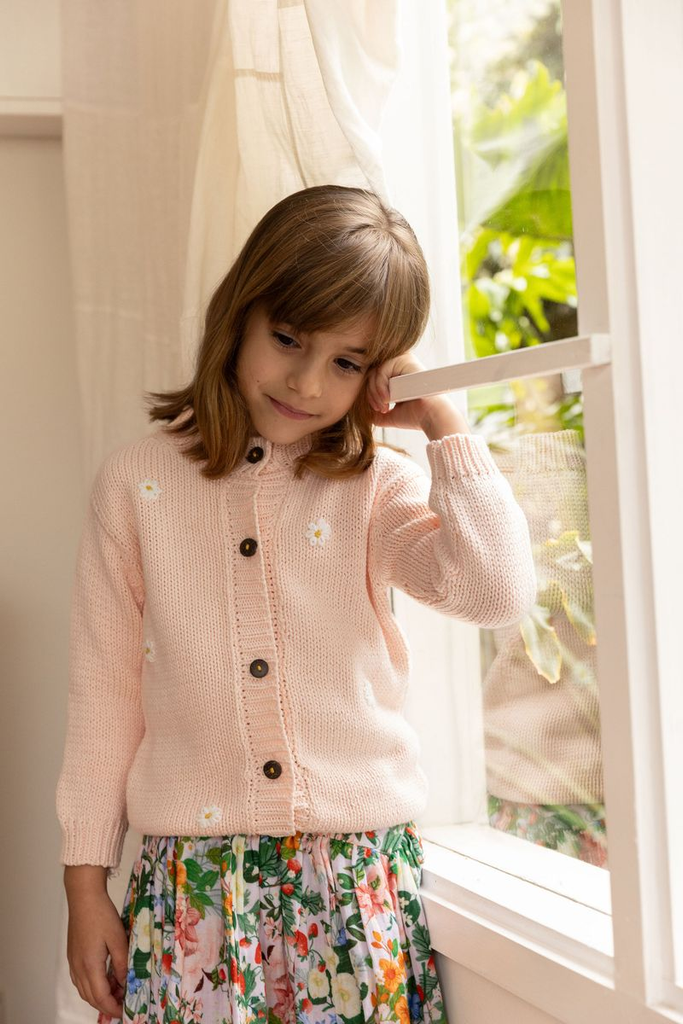 Sunflower Cardigan - Baby Pink