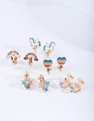 Unicorns and Rainbows clip on earrings (Set of 5)