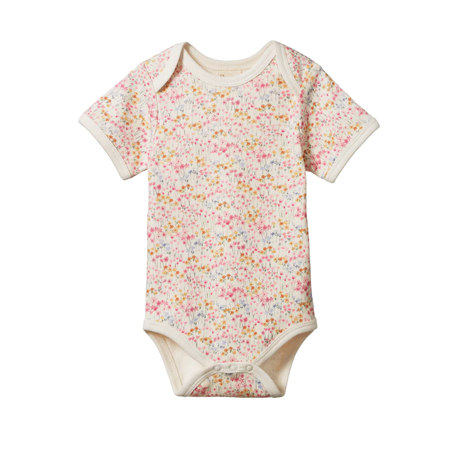 Nature Baby Short Sleeve Bodysuit Wildflower Mountain Print