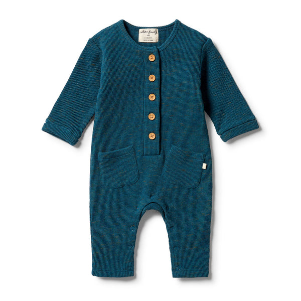 Waffle Slouch Growsuit - Legion Blue Fleck