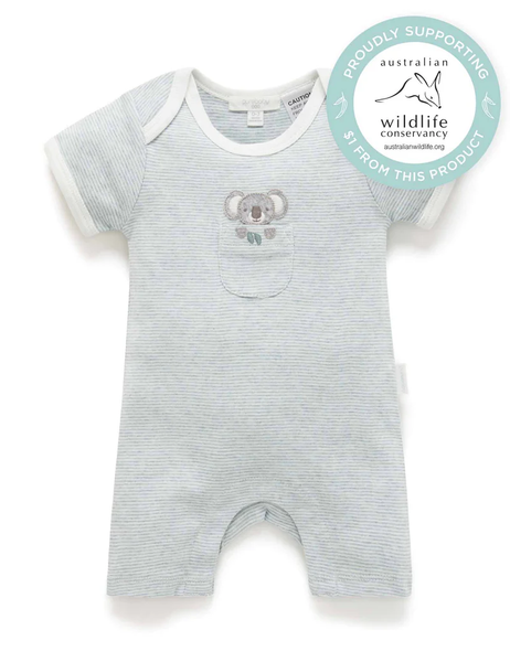 Fern Stripe Koala Peekaboo Short Growsuit